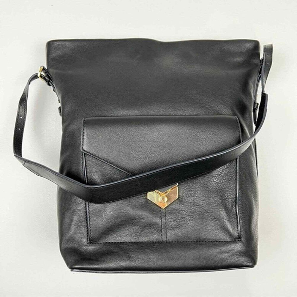 Stella & Dot Covet Crossbody Bag Womens Large Black Leather Gold Hardware Chic
